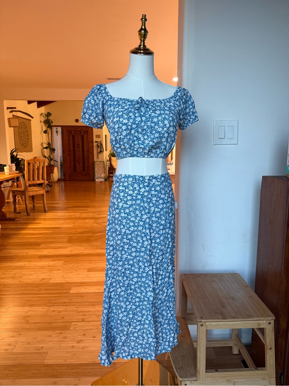 Reformation Floral Midi Skirt and Blouse Set